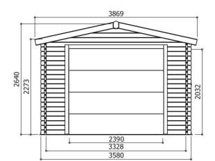 Garage 19,26m² avec porte sectionnelle motorisée - Bois 40mm SOLID